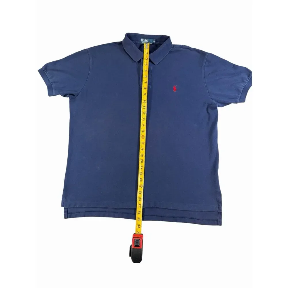 Polo Ralph Lauren Custom Fit Polo Shirt Mens XL Navy Blue Red Pony Cotton